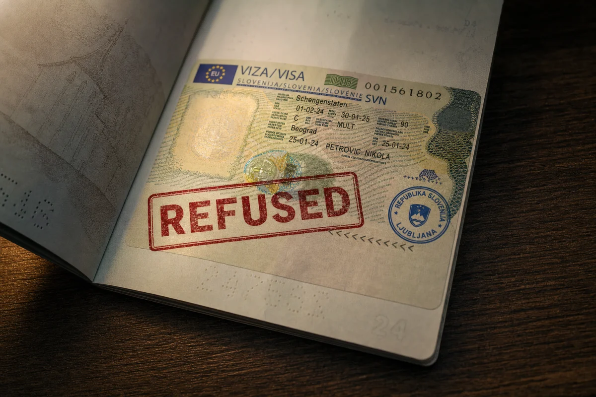 Schengen visa rejection appeal 2026 — refused passport stamp on European passport
