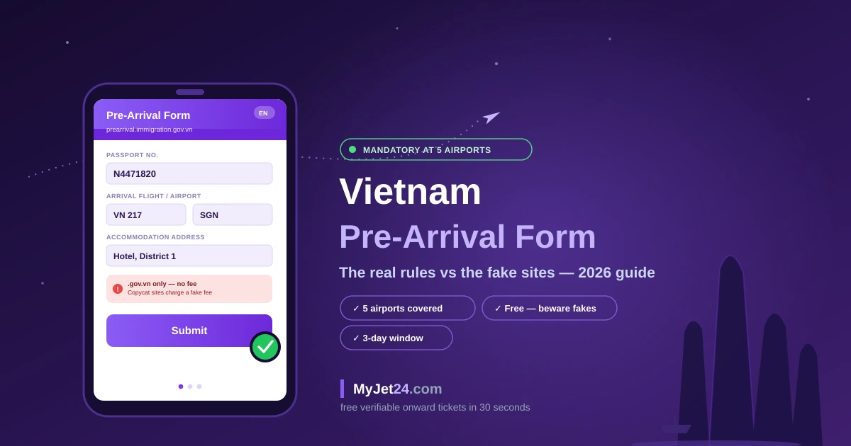 Vietnam Pre-Arrival Form 2026 — mandatory QR declaration at prearrival.immigration.gov.vn for SGN, HAN, DAD, PQC and CXR airports