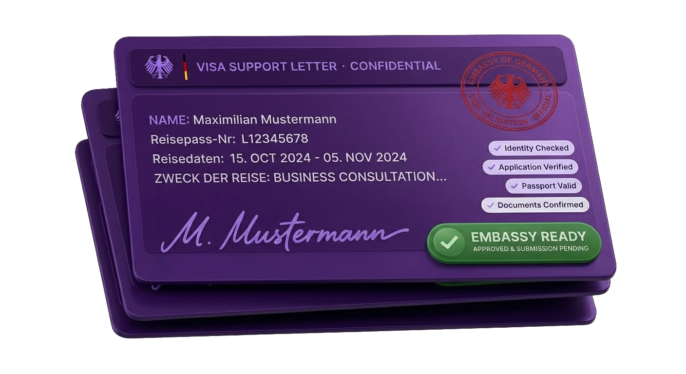 Visa Support Letter — embassy-ready PDF preview