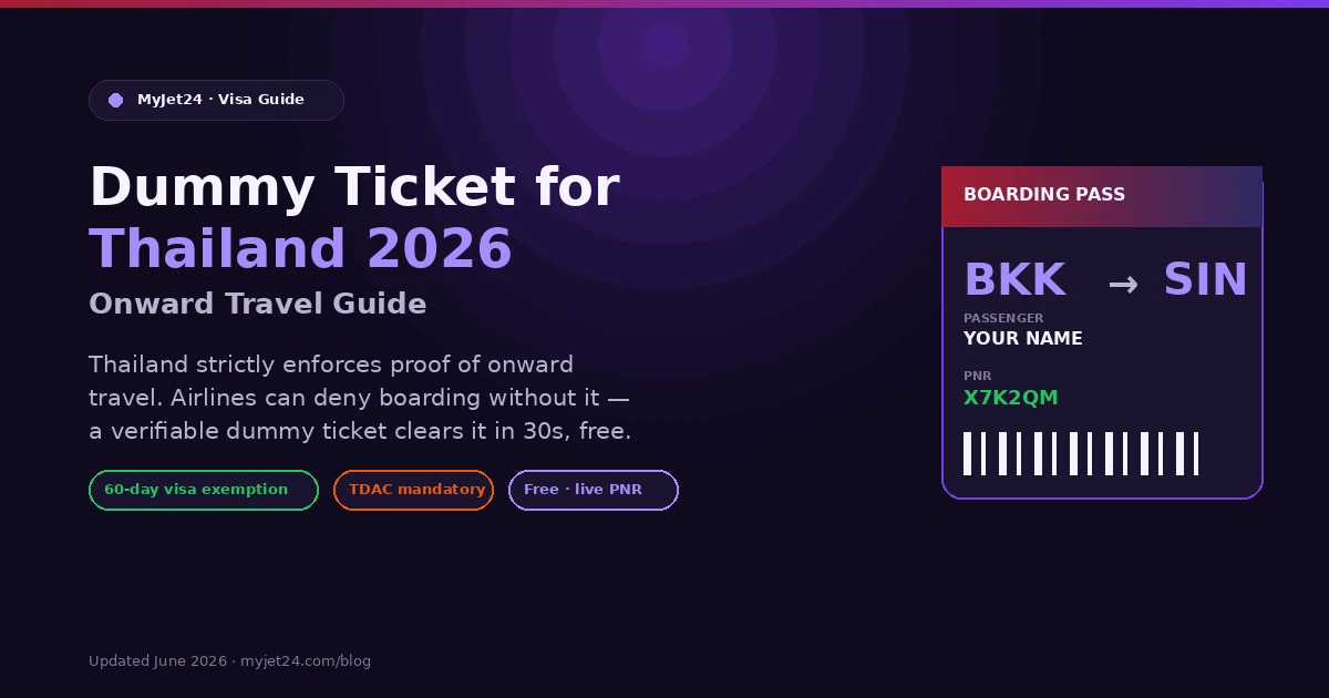 Dummy ticket for Thailand 2026 — verifiable flight reservation at Suvarnabhumi Airport check-in