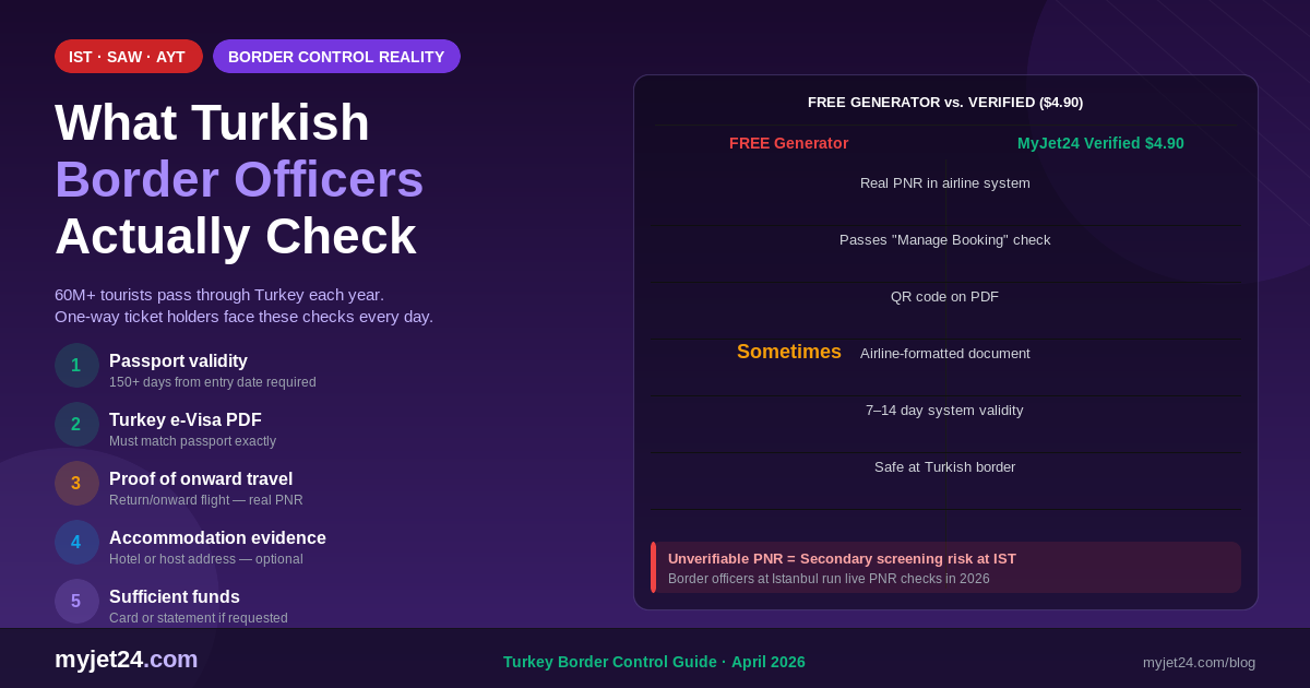 Istanbul Airport border control officer checking proof of onward travel — verified dummy ticket with real PNR for Turkey e-Visa travelers
