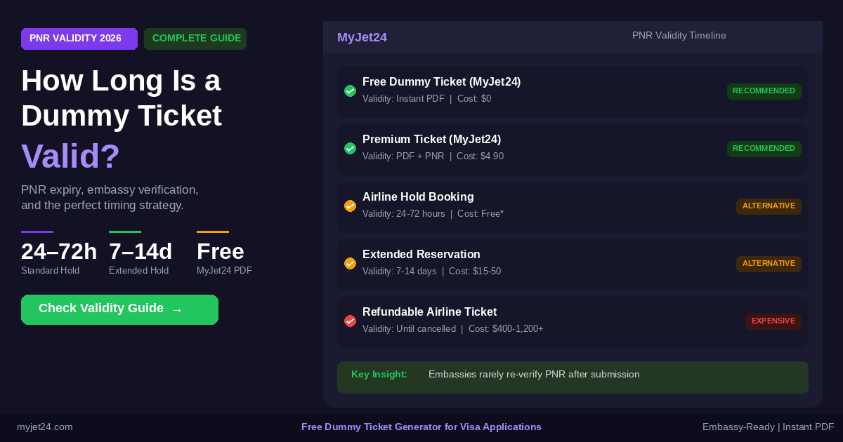 How long is a dummy ticket valid - PNR expiry timeline and embassy verification guide 2026