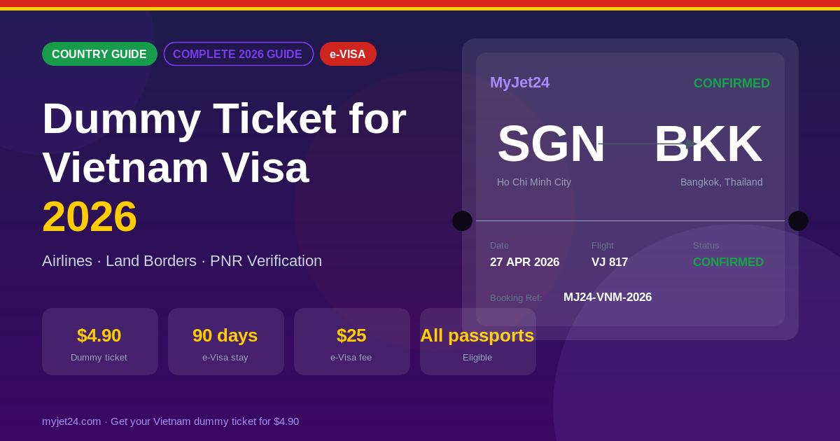 Dummy ticket for Vietnam visa 2026 — travel documents and PNR verification at Hanoi airport