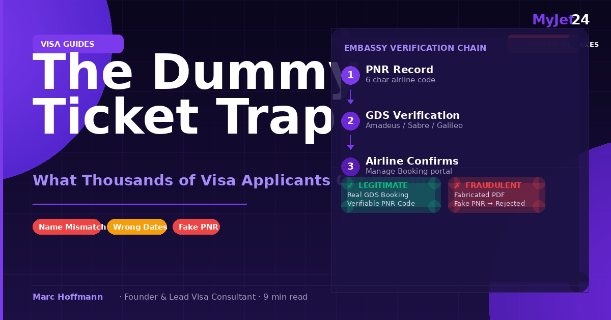 Traveler reviewing a flight itinerary for visa application - dummy ticket verification guide