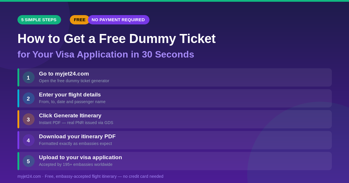 5 steps to get a free dummy ticket for visa application at MyJet24