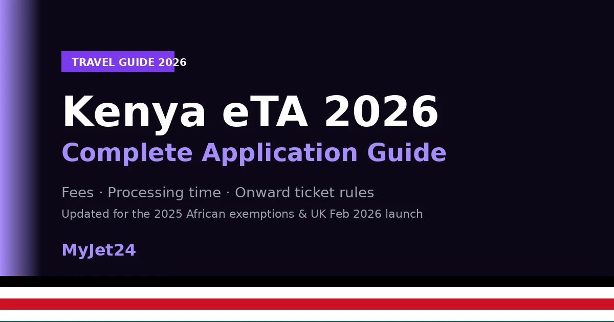 Kenya eTA 2026 complete application guide hero with Kenya flag colors and MyJet24 branding
