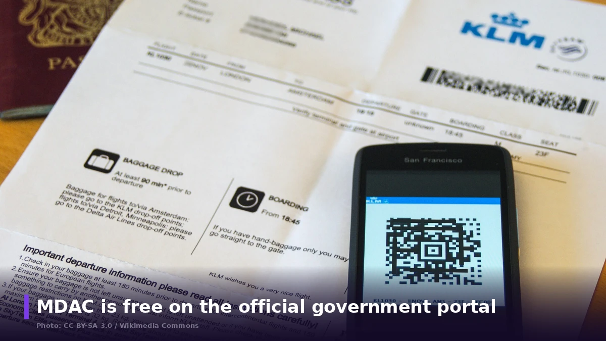 Passport, boarding pass and a smartphone QR code — submitting the MDAC is free on the official government portal