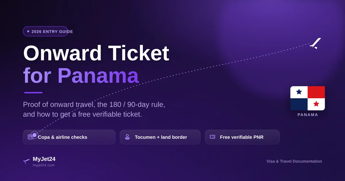 Onward ticket for Panama 2026 — verifiable flight reservation shown at airline check-in for proof of onward travel