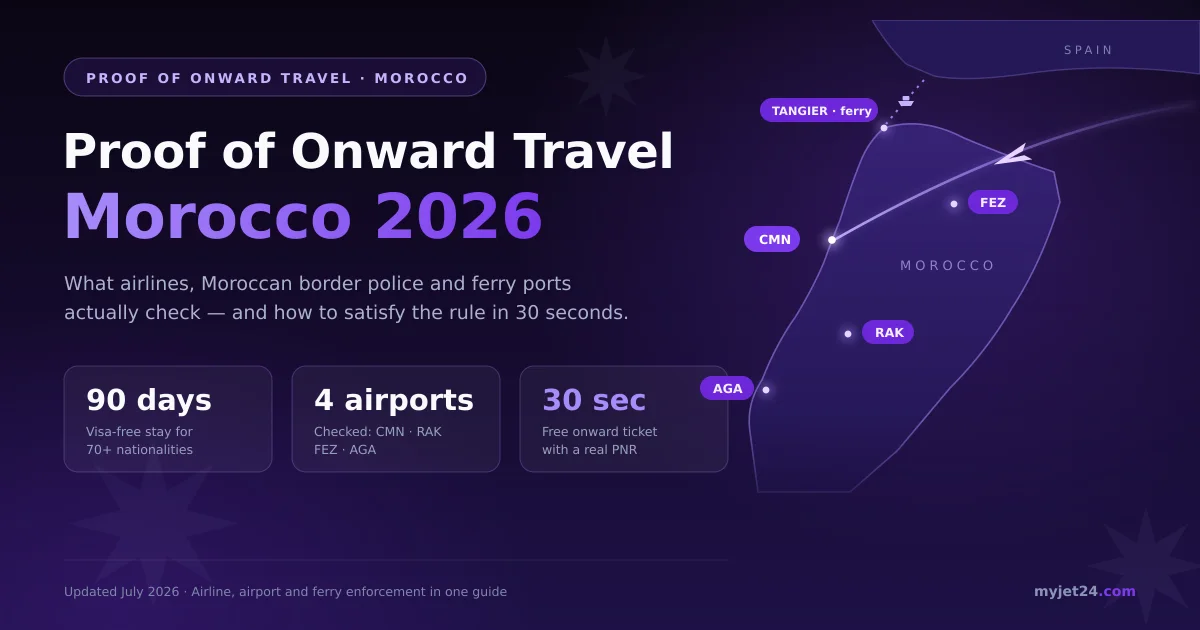 Proof of onward travel Morocco 2026 — what airlines, Moroccan border police and ferry ports check at CMN, RAK, FEZ and AGA