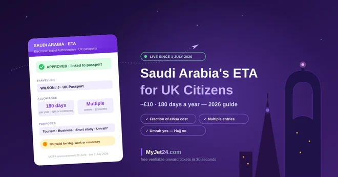 Saudi Arabia's New ETA for UK Citizens (2026): ~£10, Multiple Entries, 180 Days a Year