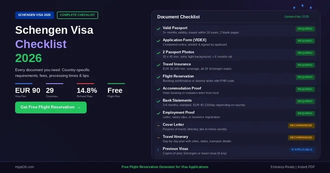 Schengen Visa Checklist 2026