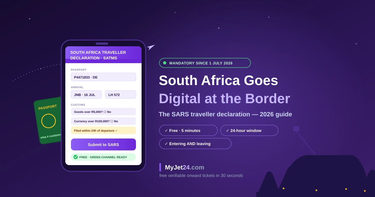 South Africa Traveller Declaration 2026 — the SARS online customs form that became mandatory for all travelers entering or leaving South Africa on 1 July 2026
