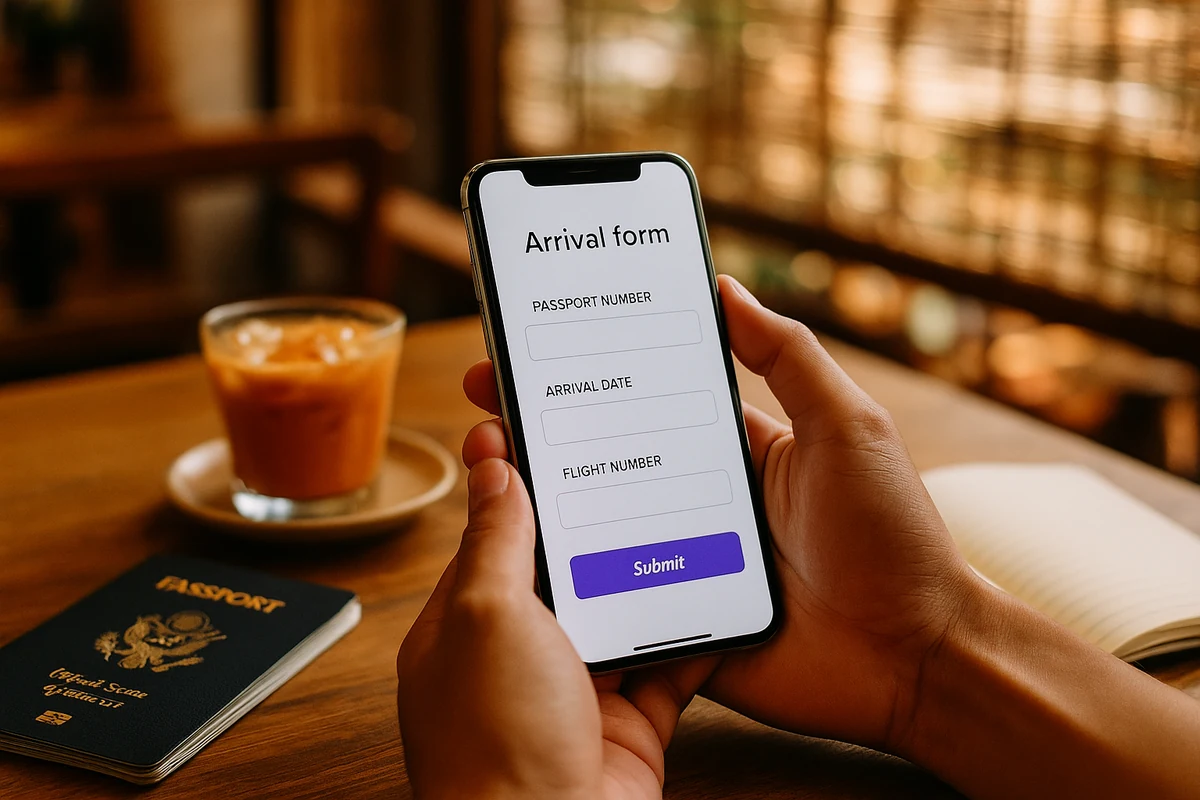 Filling out the Thailand Digital Arrival Card on smartphone