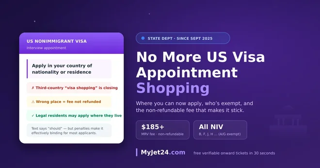 US Visa Interviews Must Now Be in Your Country of Residence (2026): The Rule, the Fee Trap, and What Changed